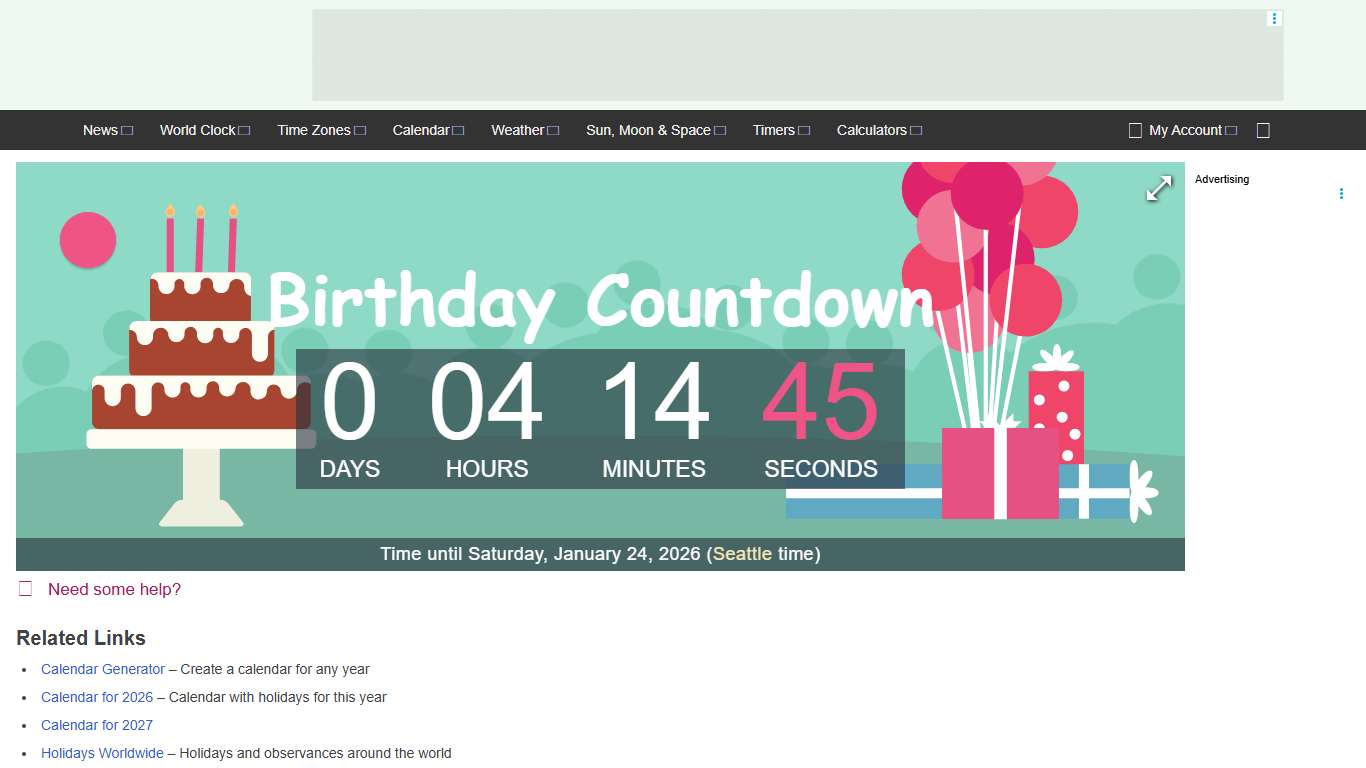 Birthday Countdown – Countdown to Jan 24, 2026