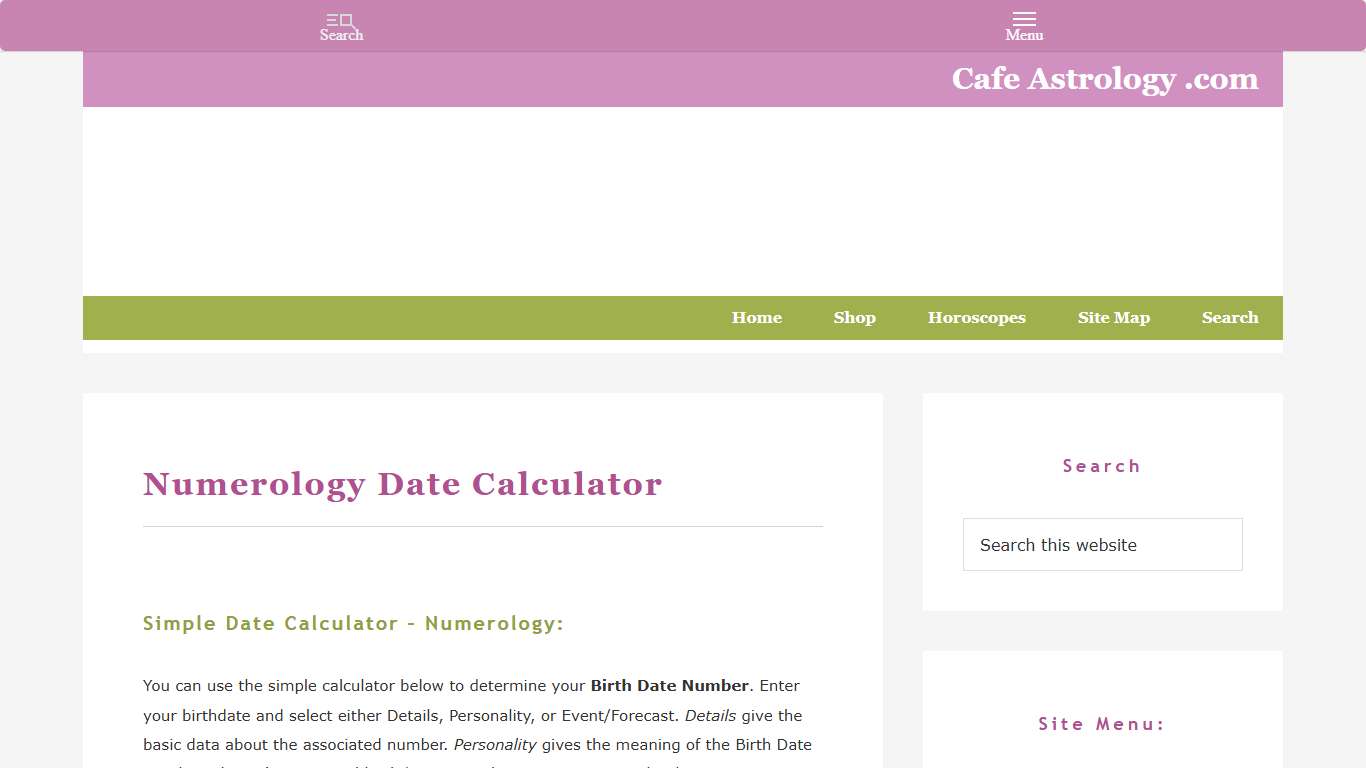 Numerology Date Calculator Cafe Astrology .com