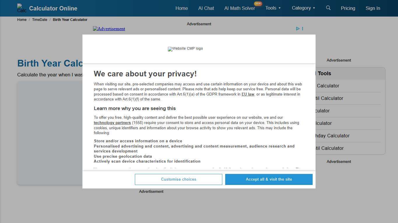 Birth Year Calculator